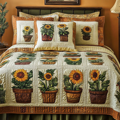 Sunny Pots 3-Piece Quilted Bedding Set NCU0NT5126