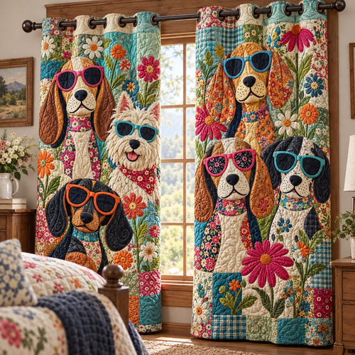 Sunny Pup Squad Quilted Curtains NCU0DV10374
