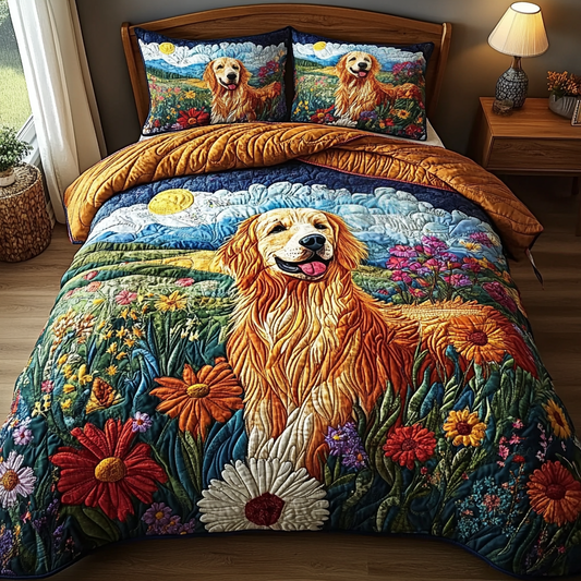 Sunny Retriever 3-Piece Quilted Bedding Set NCU0DV5532