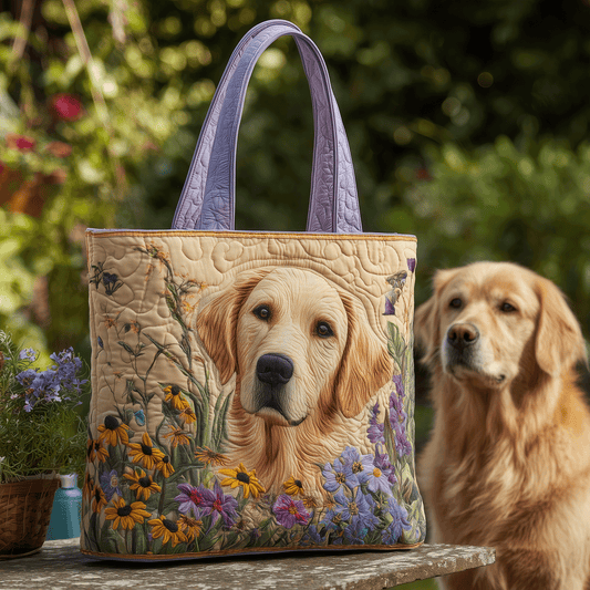Sunny Retriever Quilted Tote Bag NCU0TH2798