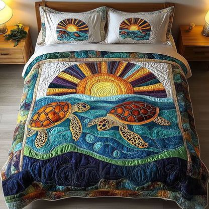 Sunny Shellscape 3-Piece Quilted Bedding Set NCU0PT3547