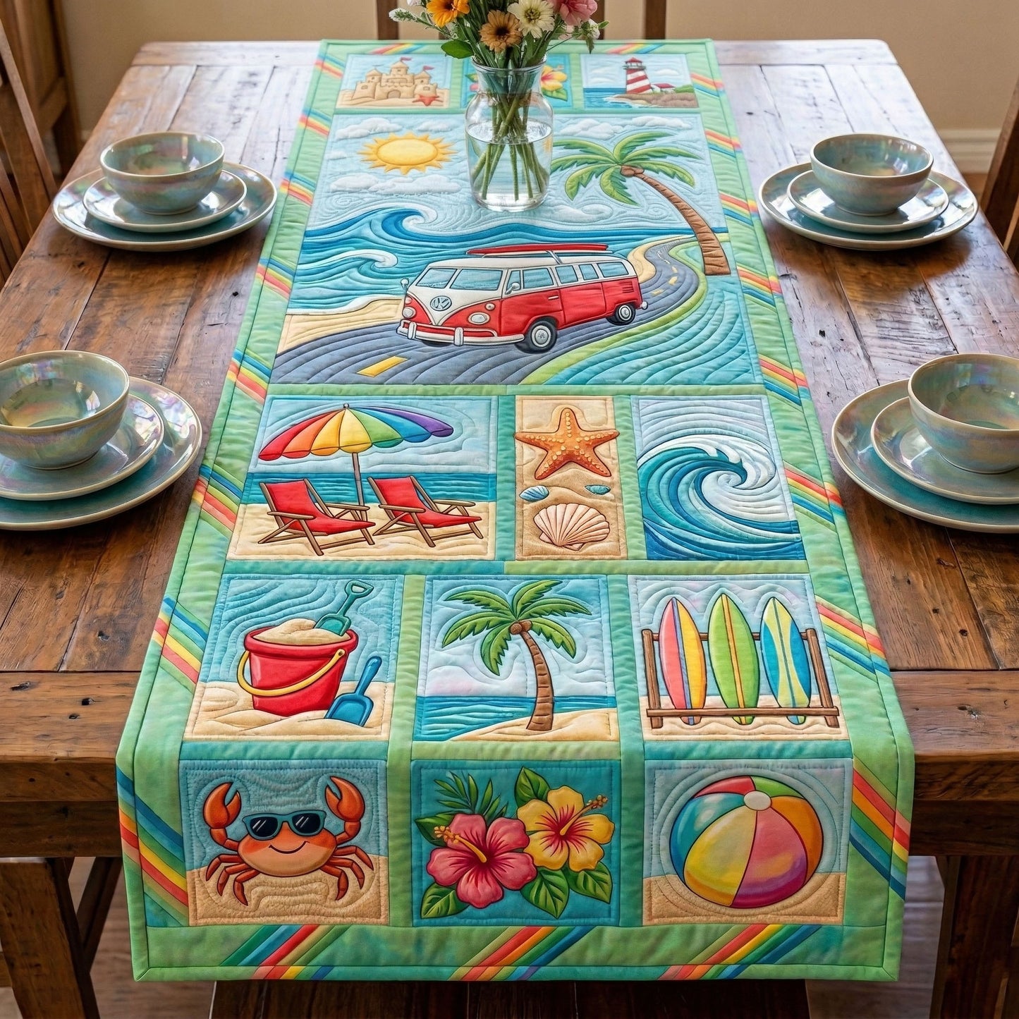 Sunny Shores Quilted Table Runner NCU0NT12504