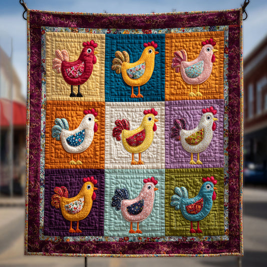 Sunny Side Hens Quilted Blanket NCU0TV077