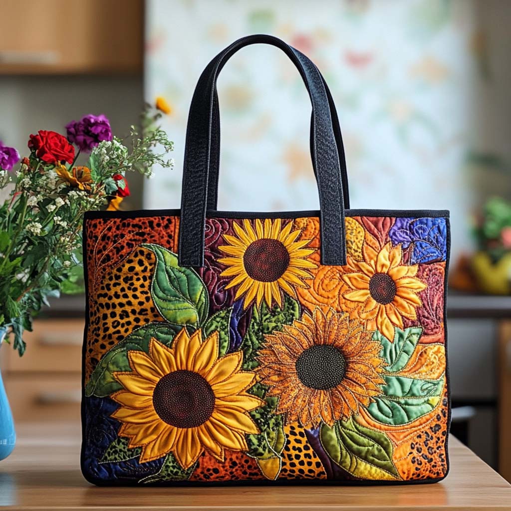 Sunny Sunflower Vibe Quilted Tote Bag NCU0NT8473