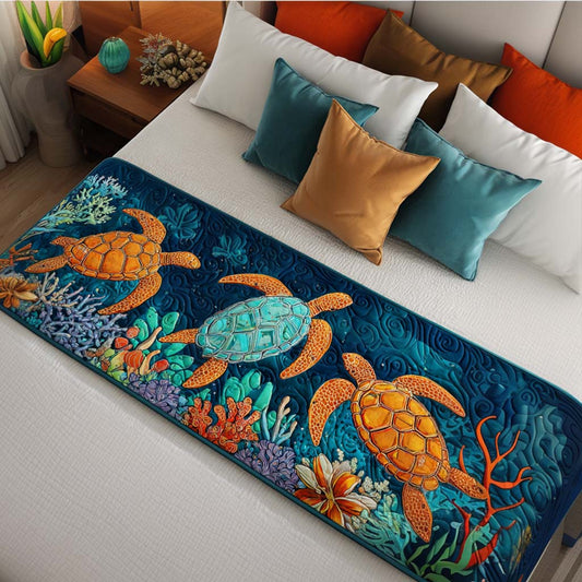 Sunny Turtle Days Quilted Bed Runner NCU0NT8515