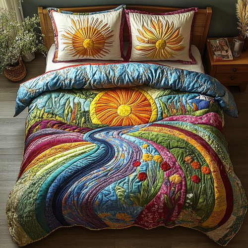 Sunny Vibes 3-Piece Quilted Bedding Set NCU0DV3298