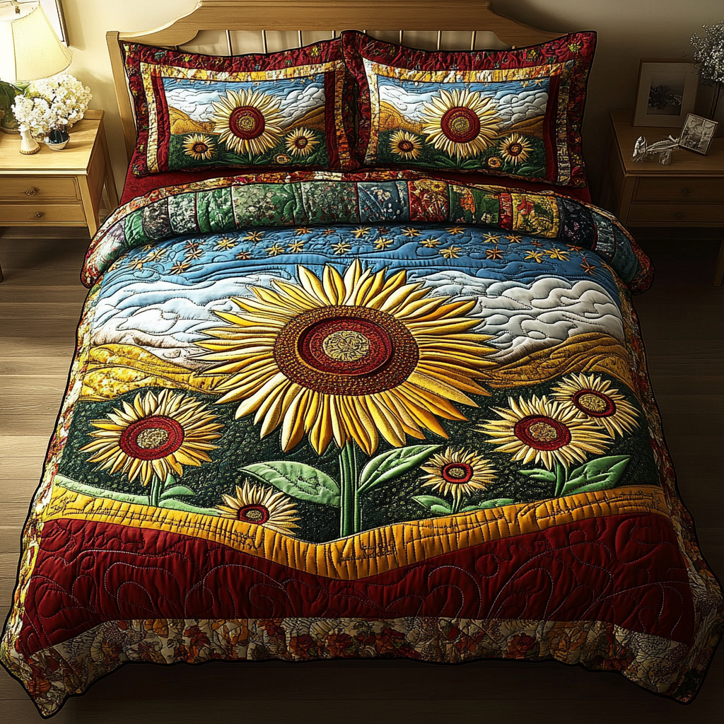 Sunny Whispers 3-Piece Quilted Bedding Set NCU0DK4618