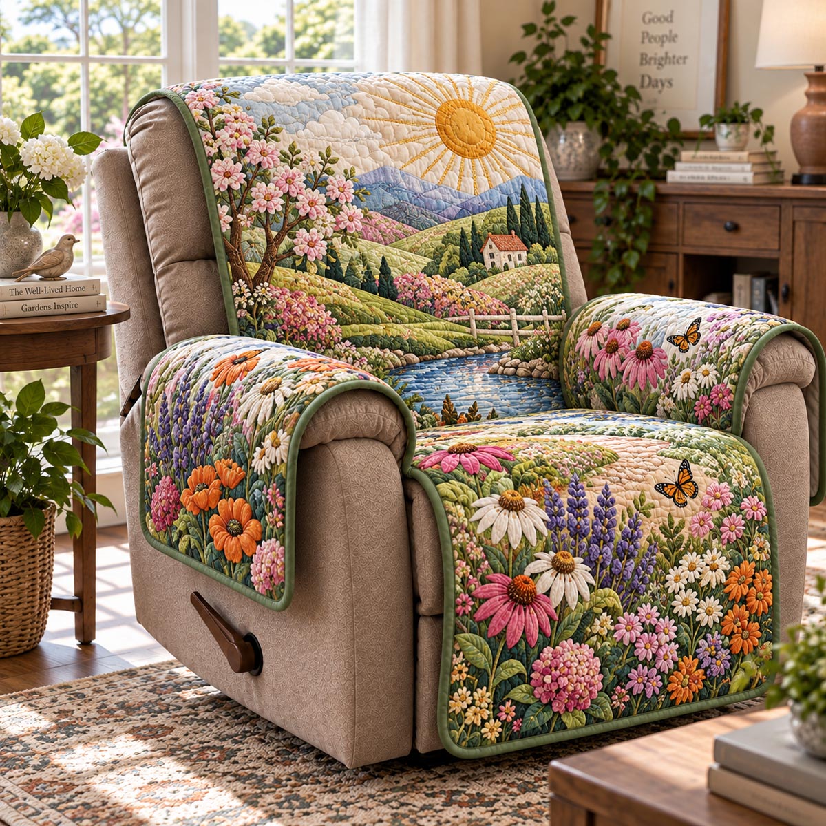 Sunny Wildflower Valley Quilted Sofa Cover NCU0DV10308