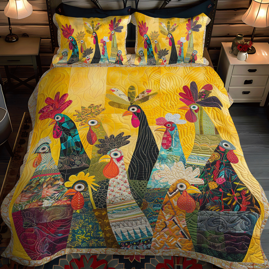 Rustic Roosters 3-Piece Quilted Bedding Set NCU0NNT265 main image 1