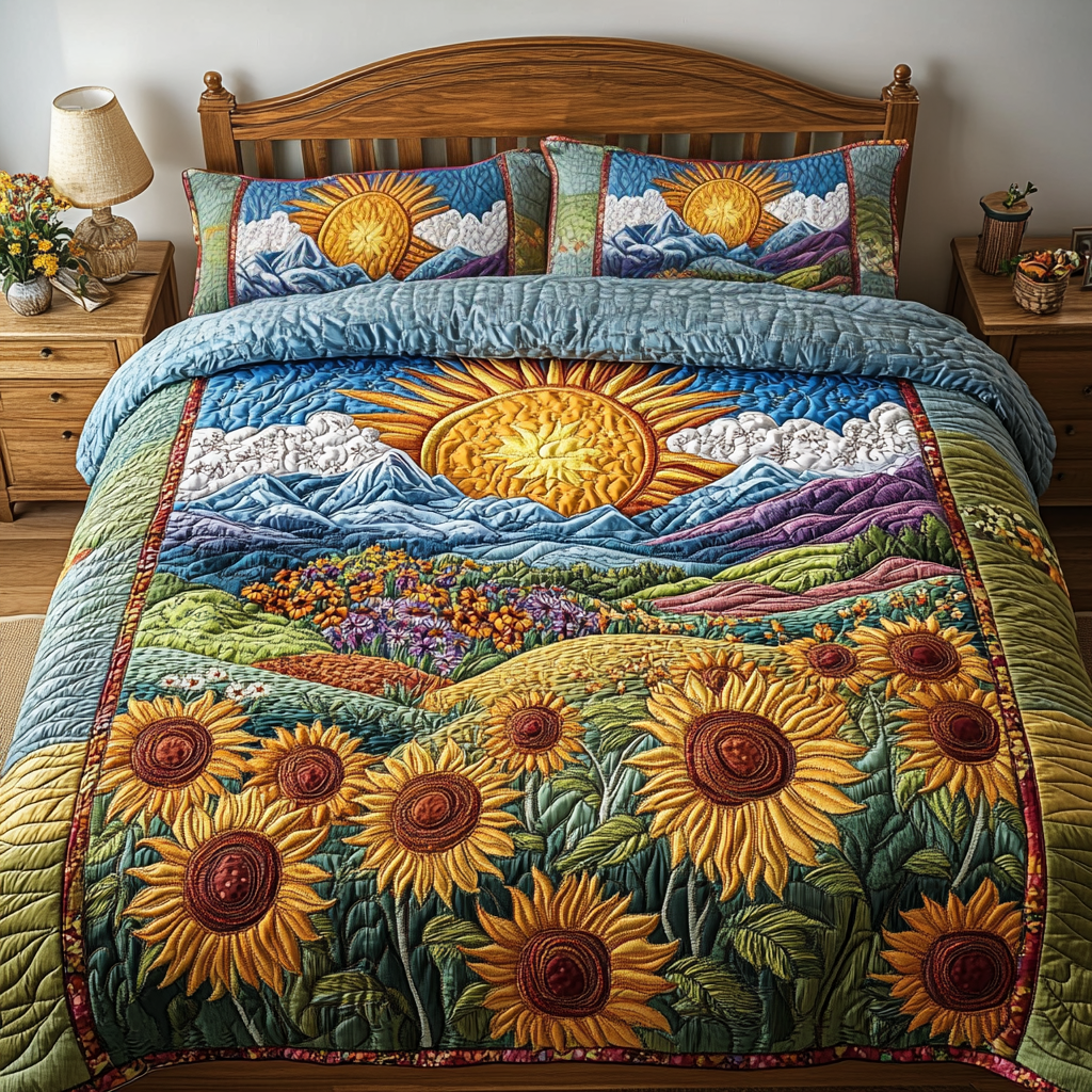 Sunrise Bliss 3-Piece Quilted Bedding Set NCU0VH2180
