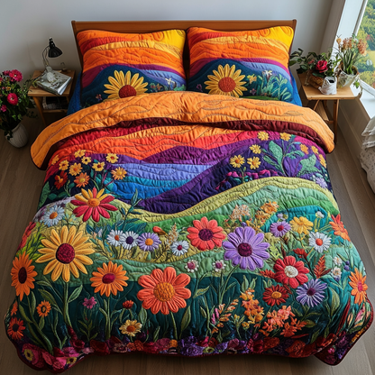 Sunrise Blooms 3-Piece Quilted Bedding Set NCU0VH4420