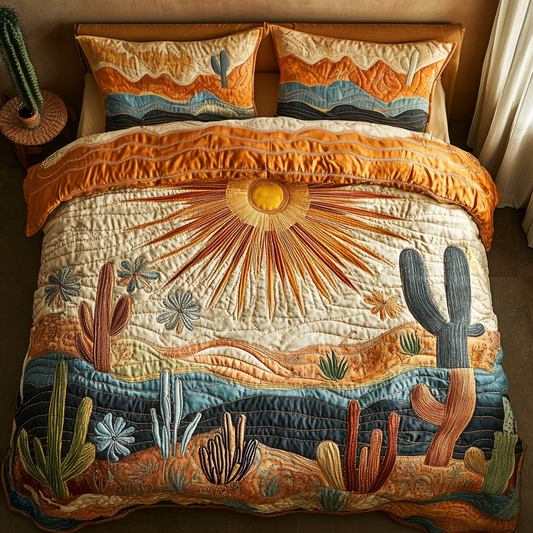 Sunrise Cactus 3-Piece Quilted Bedding Set NCU0VH3576
