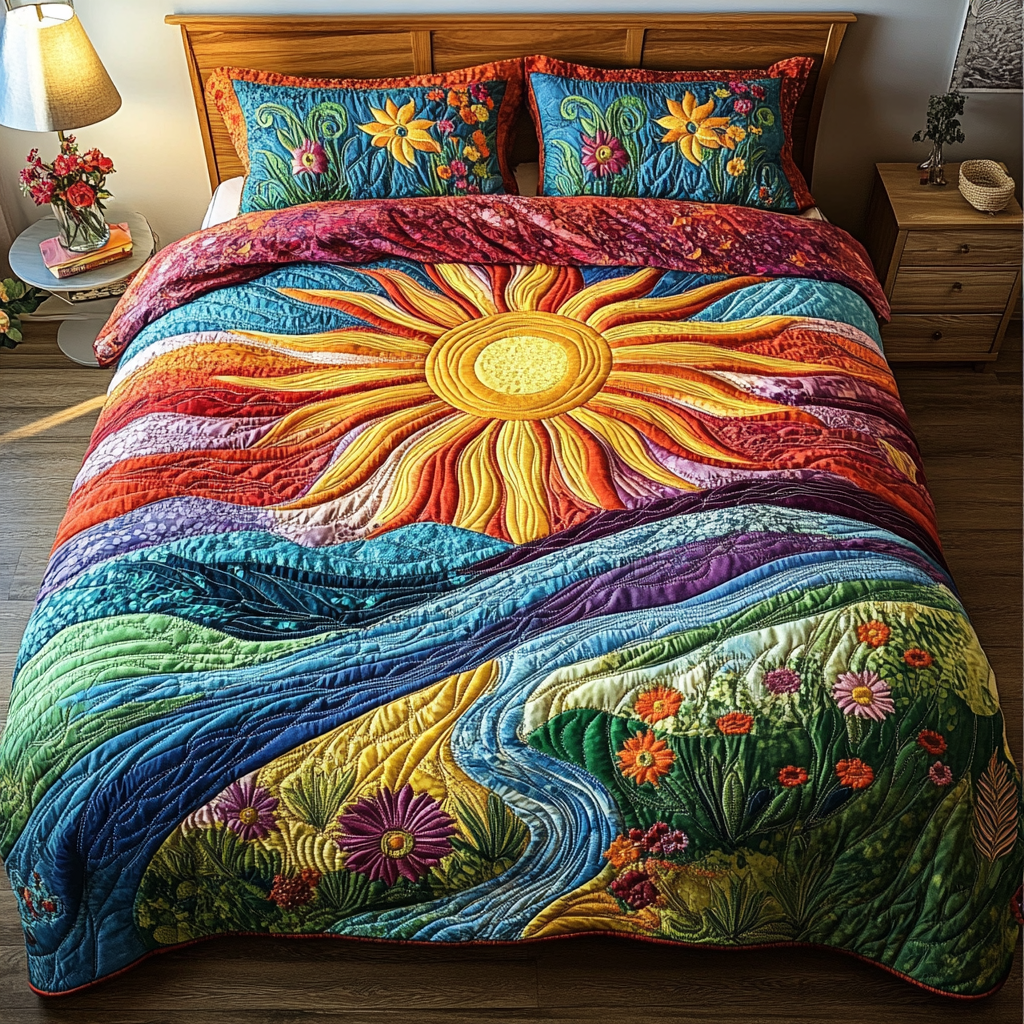 Sunrise Comfort 3-Piece Quilted Bedding Set NCU0VH3286