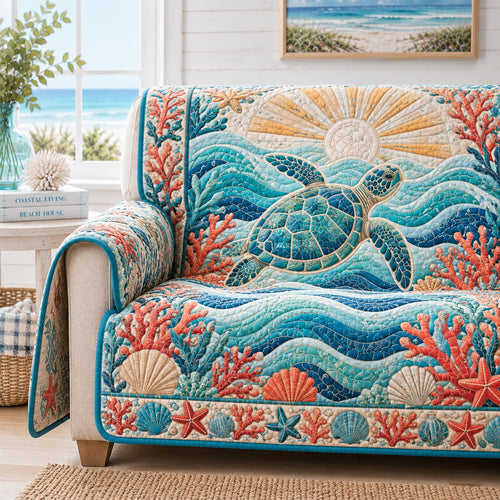 Sunrise Coral Reef Quilted Sofa Cover NCU0VL3977