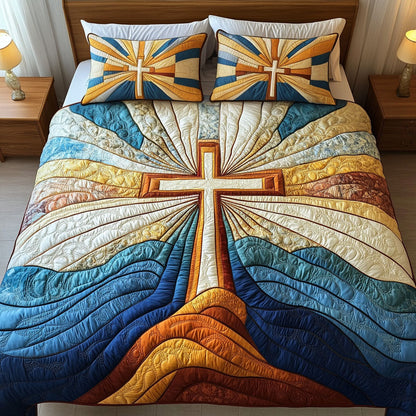 Sunrise Cross 3-Piece Quilted Bedding Set NCU0NT3519