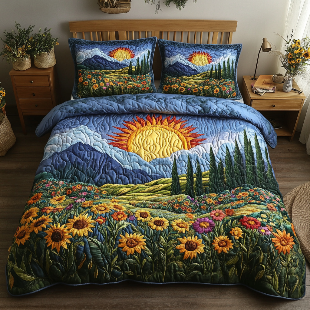 Sunrise Dreams 3-Piece Quilted Bedding Set NCU0VL1583