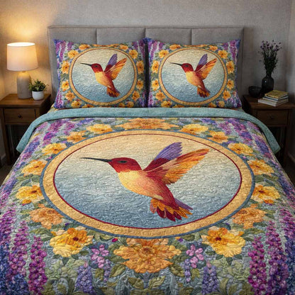 Sunrise Hummingbird 3-Piece Quilted Bedding Set NCU0XD2567