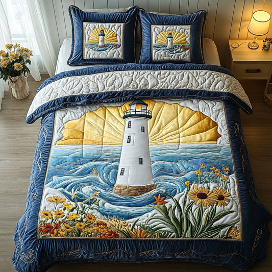 Sunrise Lighthouse 3-Piece Quilted Bedding Set NCU0NT4276