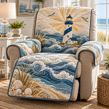 Sunrise Lighthouse Waves Quilted Sofa Cover NCU0DV10329