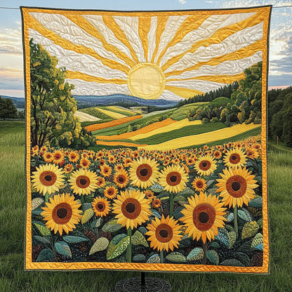 Sunrise Over Sunflowers Quilted Blanket NCU0NT4064