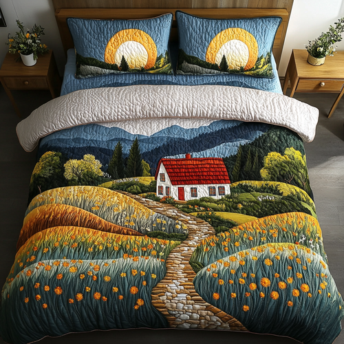 Sunrise Over The Hills 3-Piece Quilted Bedding Set NCU0DK6301