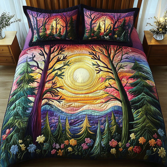 Sunrise Over the Hills 3-Piece Quilted Bedding Set NCU0PT3904