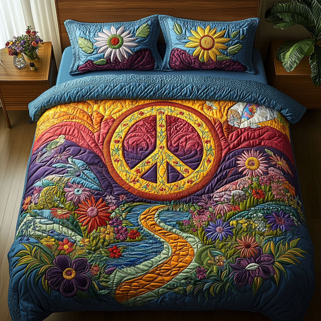 Sunrise Peace Path 3-Piece Quilted Bedding Set NCU0PT4063