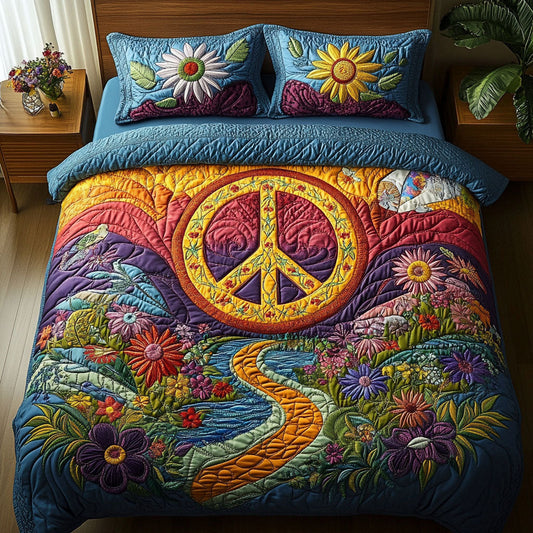 Sunrise Peace Path 3-Piece Quilted Bedding Set NCU0PT4063