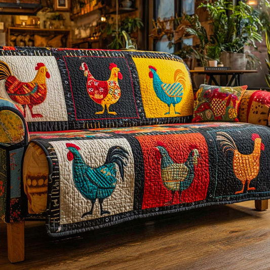 Sunrise Rooster Patch Quilted Sofa Cover NCU0XD1320
