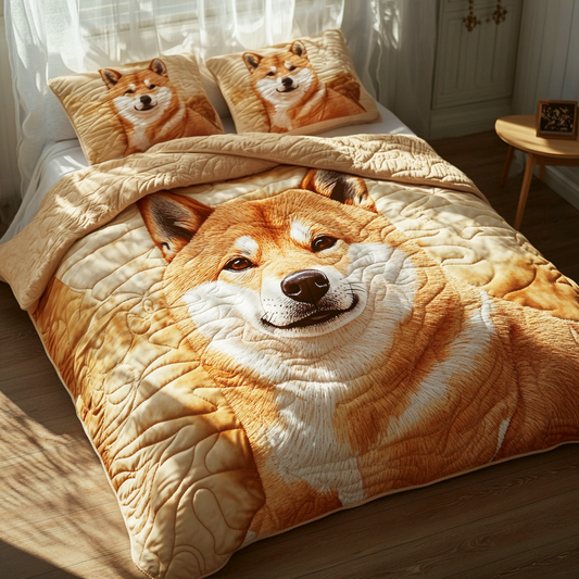 Sunrise Shiba 3-Piece Quilted Bedding Set NCU0VH2147