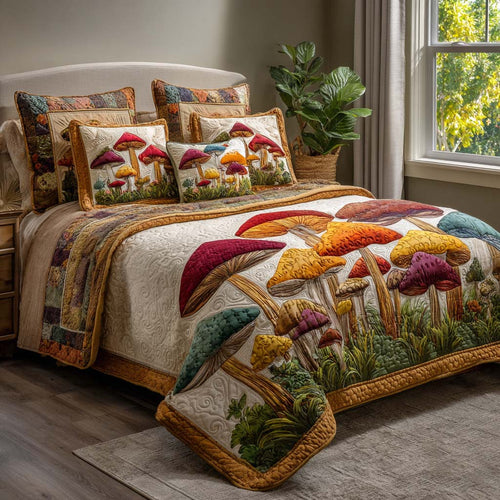 Sunrise Shrooms 3-Piece Quilted Bedding Set NCU0NT11621