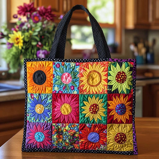 Sunrise Sunflower Kiss Quilted Tote Bag NCU0NT8474