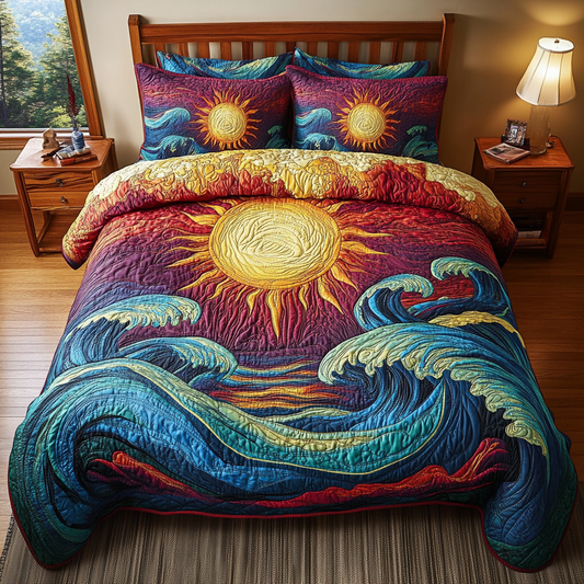 Sunrise Surf 3-Piece Quilted Bedding Set NCU0VH3689