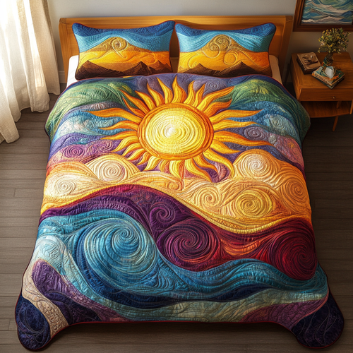 Sunrise Symphony 3-Piece Quilted Bedding Set NCU0VH407