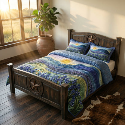 Sunset Bluebonnet 3-Piece Quilted Bedding Set NCU0NT5502