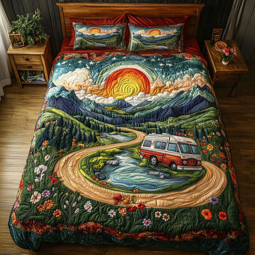 Sunset Adventure 3-Piece Quilted Bedding Set NCU0PT6090