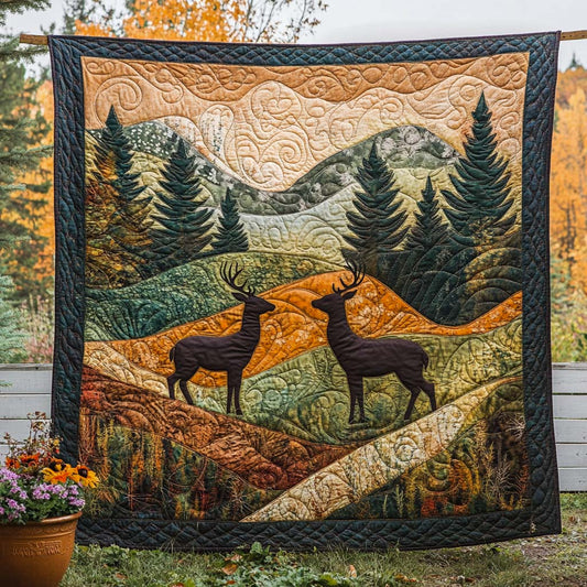 Sunset Antlers Quilted Blanket NCU0NT8129