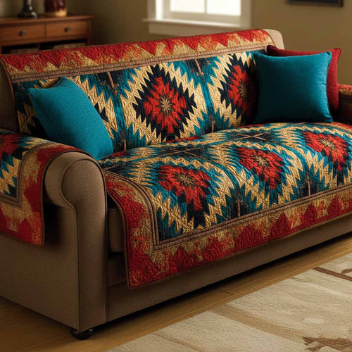 Sunset Aztec Quilted Sofa Cover NCU0XD2425