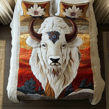 Sunset Bison 3-Piece Quilted Bedding Set NCU0DV2423
