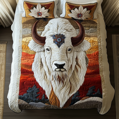 Sunset Bison 3-Piece Quilted Bedding Set NCU0DV2423