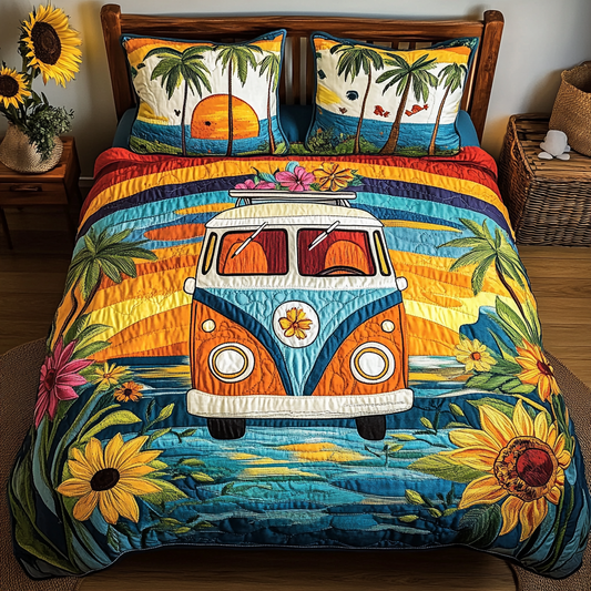 Sunset Bloom 3-Piece Quilted Bedding Set NCU0VL1804