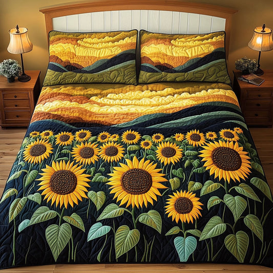 Sunset Bloom Field 3-Piece Quilted Bedding Set NCU0NT4388