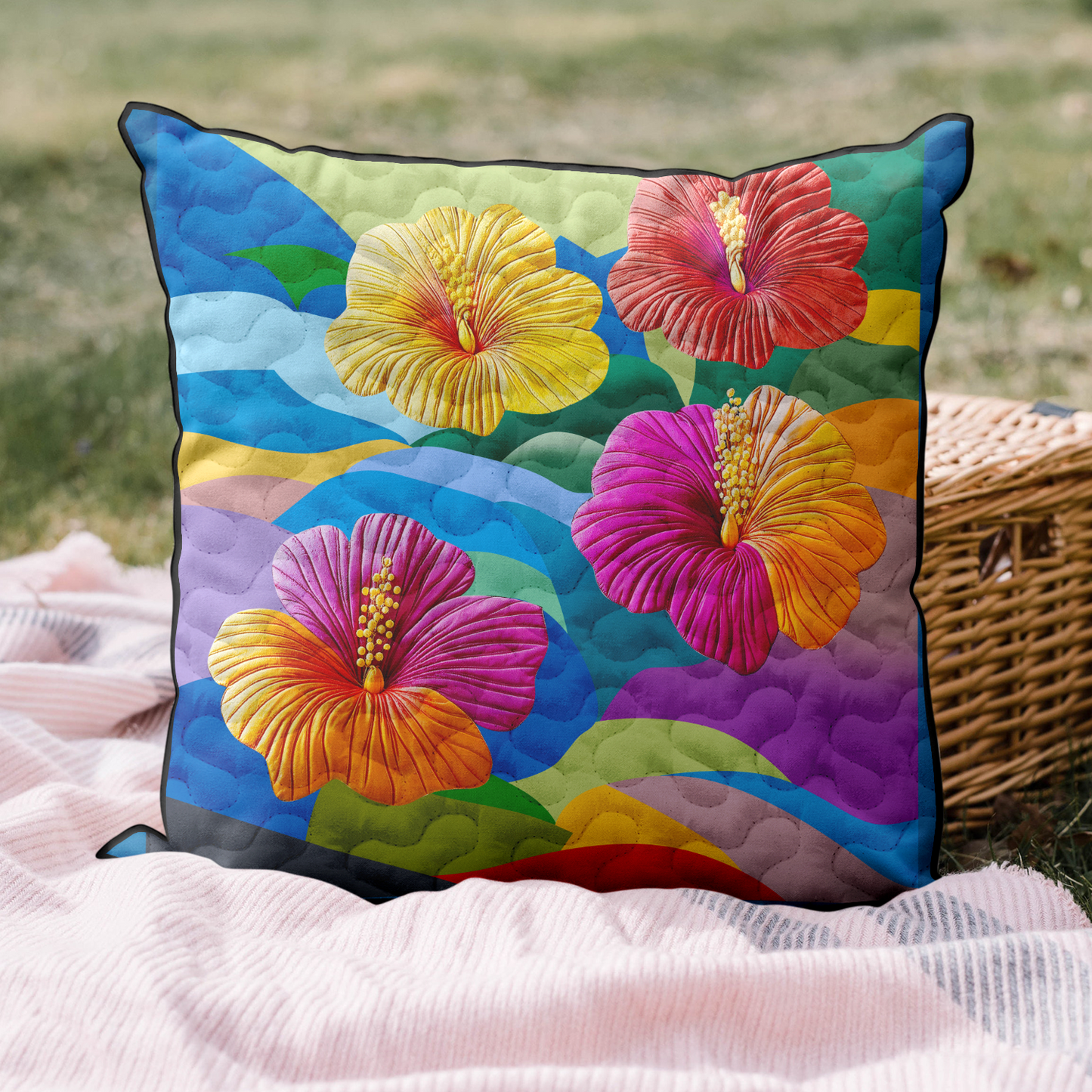 Sunset Bloom Quilted Pillow Case NCU0DK5995