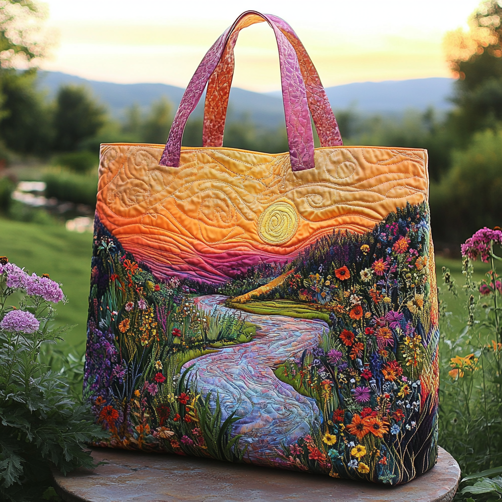 Sunset Bloom Quilted Tote Bag NCU0VL2810