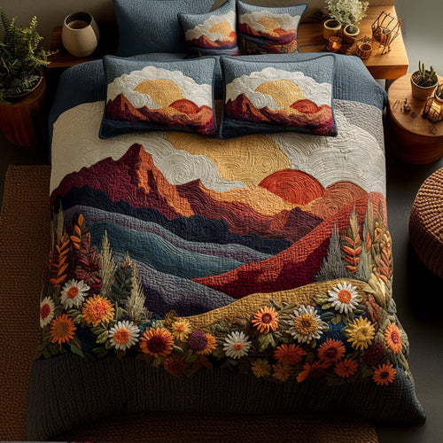 Sunset Blooms 3-Piece Quilted Bedding Set NCU0PT7759