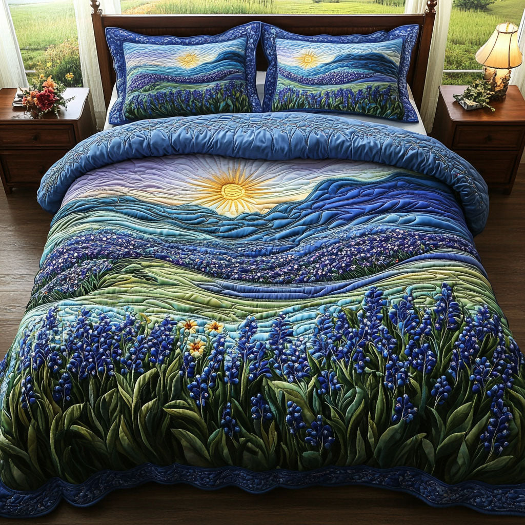 Sunset Bluebonnet 3-Piece Quilted Bedding Set NCU0NT5502