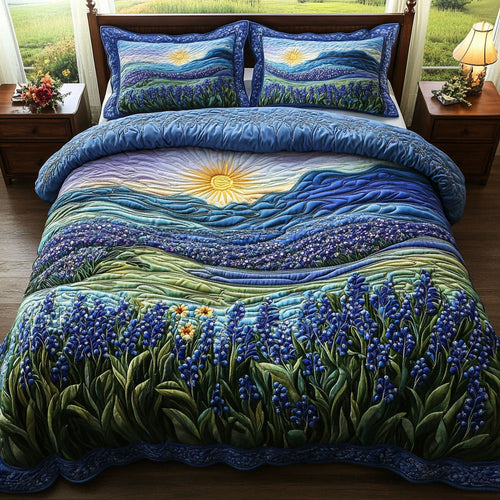 Sunset Bluebonnet 3-Piece Quilted Bedding Set NCU0NT5502