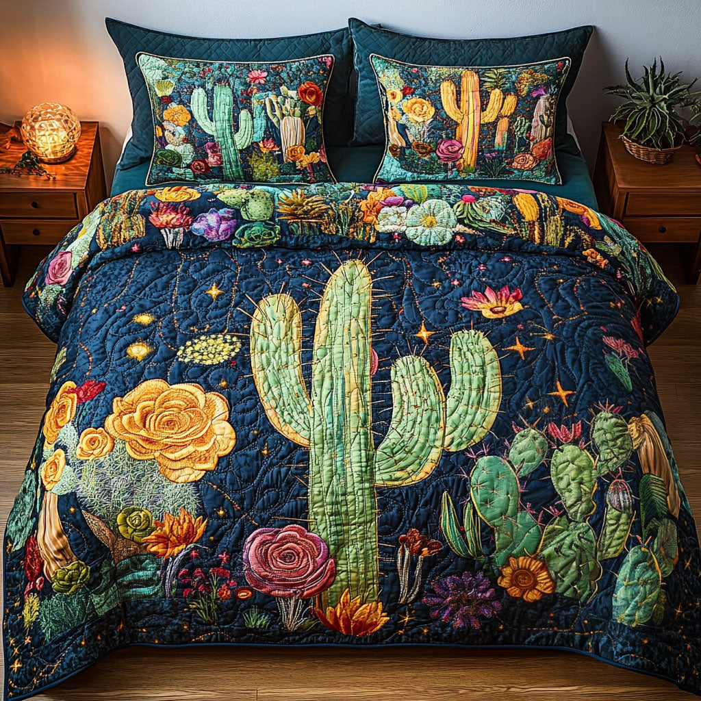 Sunset Cacti 3-Piece Quilted Bedding Set NCU0NT5325