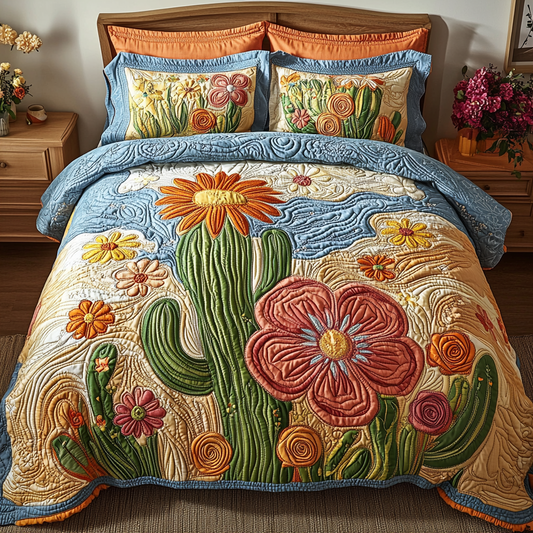 Sunset Cactus 3-Piece Quilted Bedding Set NCU0VH5993
