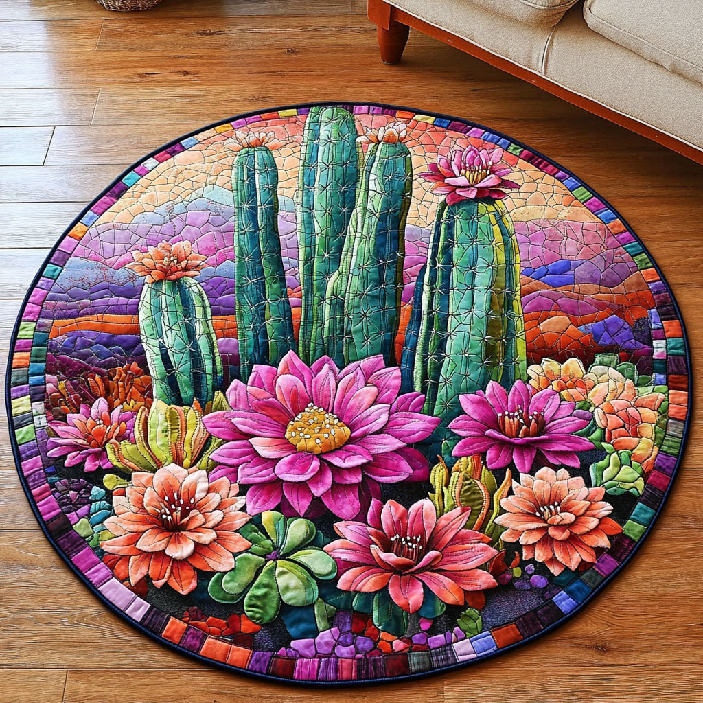 Sunset Cactus Quilted Round Mat NCU0NT4462 – Vantique